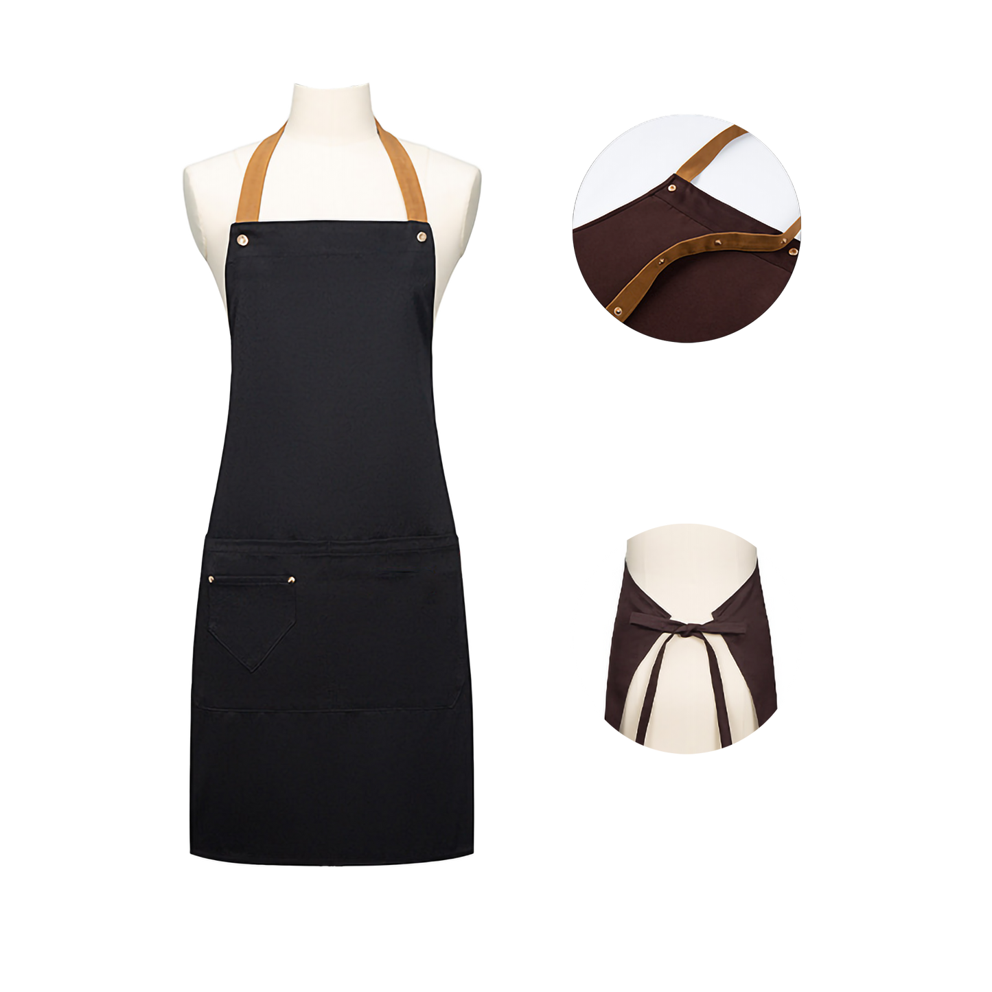 Dual_Colour_Adjustable_Over_the_Neck_Apron-Nylon-Black