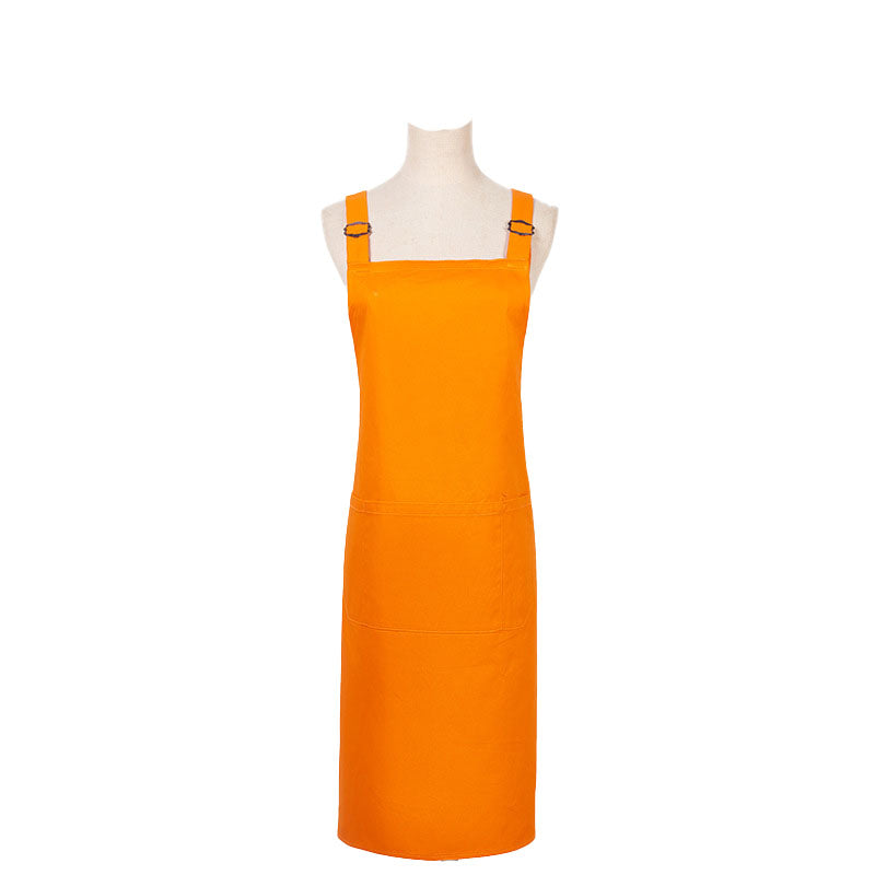 Waterproof-cotton-doublestrap-adjustable-apron-metalbuckle-yellow