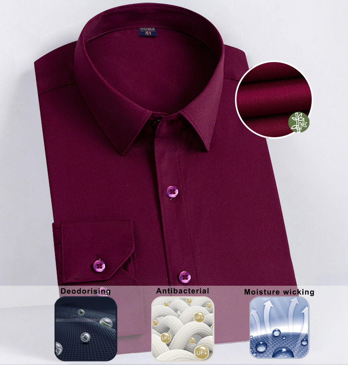 Non-iron Long Sleeved Bamboo Fiber Men's Shirt