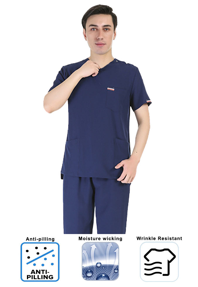 Stretchable Men's Medical Scrub Top